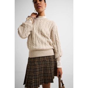 Ruby geplooide geruite rok bruin/khaki