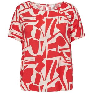 ONLY CARMAKOMA blousetop CARNOVA met all over print rood/ecru
