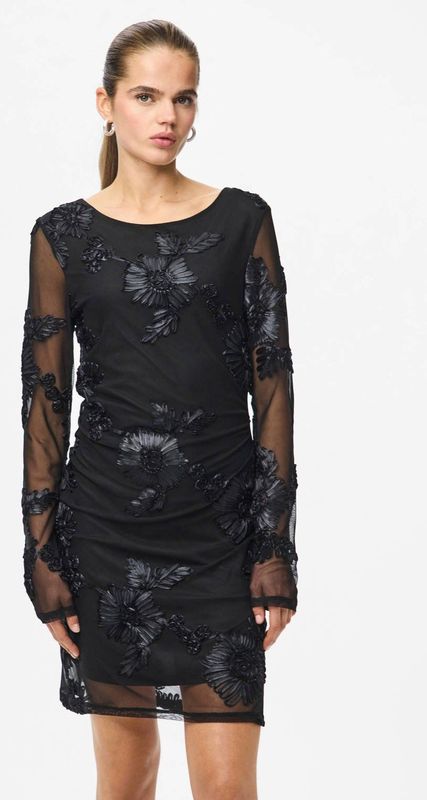 PIECES gebloemde mini jurk zwart