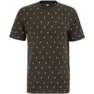 WE Fashion slim fit T-shirt met all over print heavy army