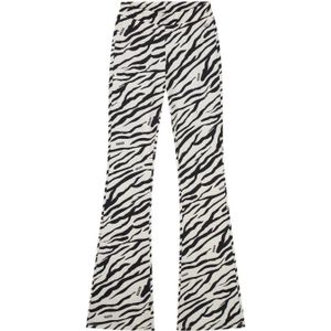 NIK&NIK flared broek met zebraprint ecru/zwart
