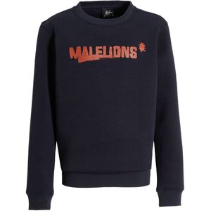 Malelions sweater Inked met printopdruk marine blauw/donkeroranje