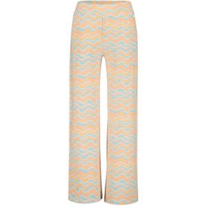 Vingino straight fit broek SAGE met all over print oranje/lichtblauw
