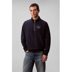 Hoodie - Dark Sapphire - Zonder Capuchon - Staande Kraag - Ritssluiting