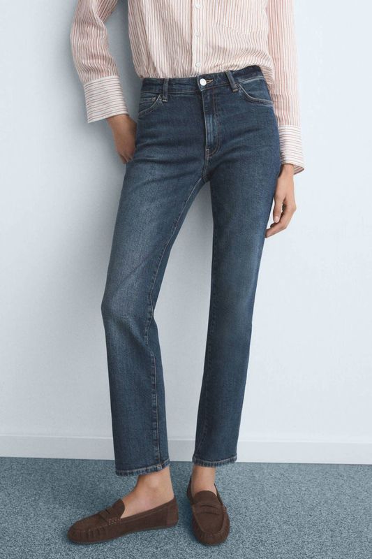 Mango high waist slim fit jeans dark blue denim