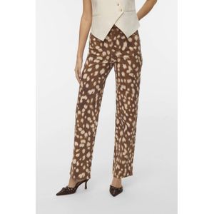 VERO MODA high waist wide leg jeans met panterprint bruin