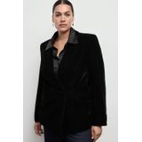 Mango fluwelen regular blazer zwart