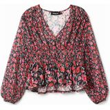 Desigual gebloemde blousetop zwart/rood