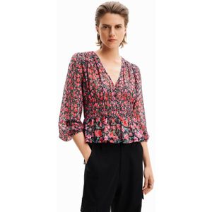 Desigual gebloemde blousetop zwart/rood