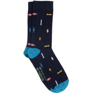 WE Fashion sokken met all-over print donkerblauw