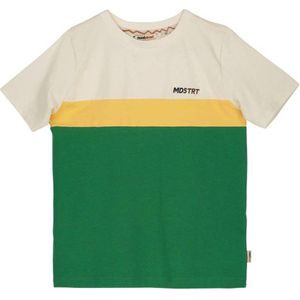 Moodstreet T-shirt groen/offwhite/geel