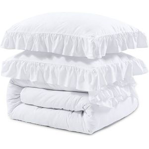 Sleeptime - Dekbedovertrek Ruffles - Wit - 240x220 + 2 Kussenslopen 60x70