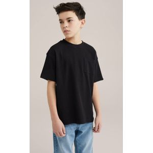 WE Fashion T-shirt zwart fijn gebreid