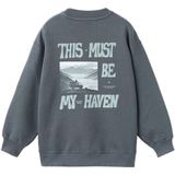 Mango Kids sweater met backprint antraciet