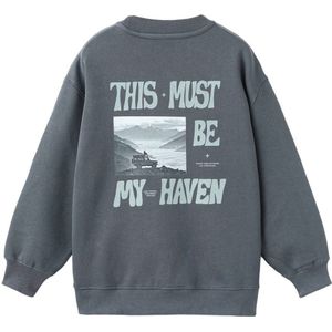 Mango Kids sweater met backprint antraciet