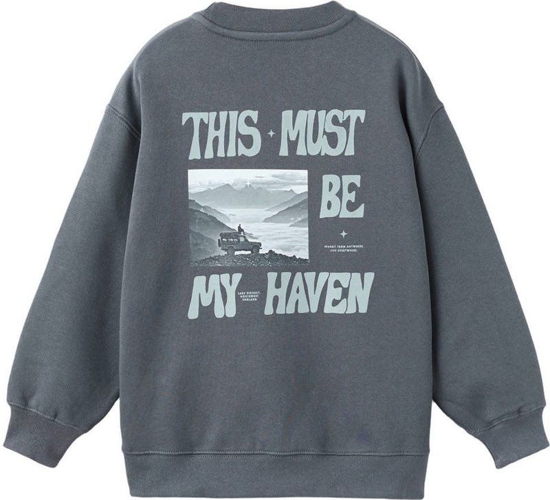 Mango Kids sweater met backprint antraciet