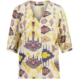 Expresso blouse met all over print ecru/geel/paars