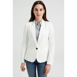 WE Fashion jersey getailleerde Liz blazer met stretch wit