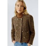 OUI - Tweed Wollen Jack - Camel - Dames