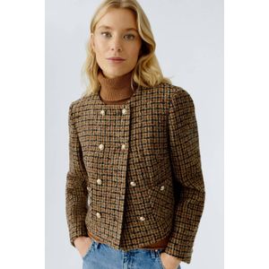OUI - Tweed Wollen Jack - Camel - Dames