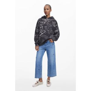 Desigual - Zwarte Katoenen Dames Hoodie - Hoodie