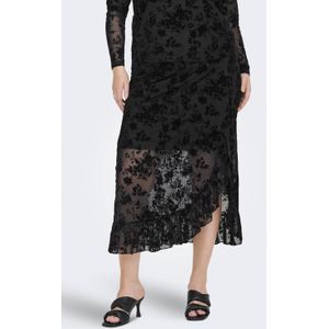 ONLY CARMAKOMA gebloemde midi rok zwart