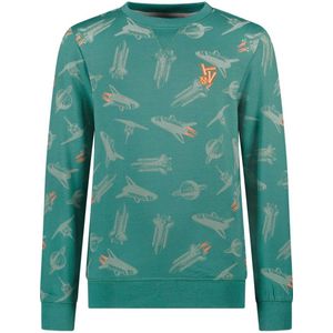 TYGO & vito sweater Senna met all over print zeegroen/grijs