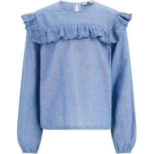 WE Fashion Blue Ridge top met borduursels blauw