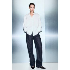 Mango straight leg jeans dark blue denim met glitter