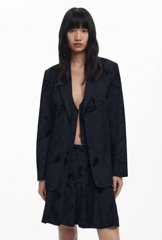 Desigual - Klassieke Flockarty - Damesjas - Zwart - Polyester