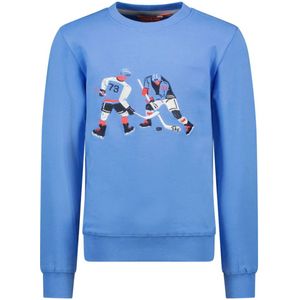 TYGO & vito sweater Safa met printopdruk helderblauw