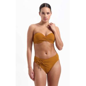 Beachlife voorgevormde strapless bandeau bikinitop met textuur oker