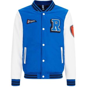 WE Fashion baseball jacket van gerecycled polyester blauw/wit