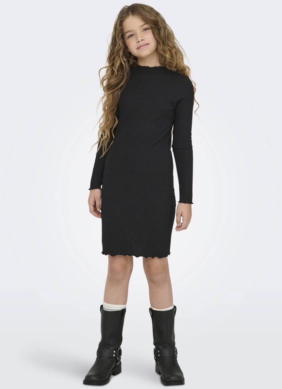 ONLY GIRLS - Midi-jurk - Jersey - Lange Mouwen - Hoge Hals - Regular Fit