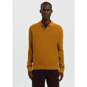 SELECTED HOMME trui met ingebreid patroon oker