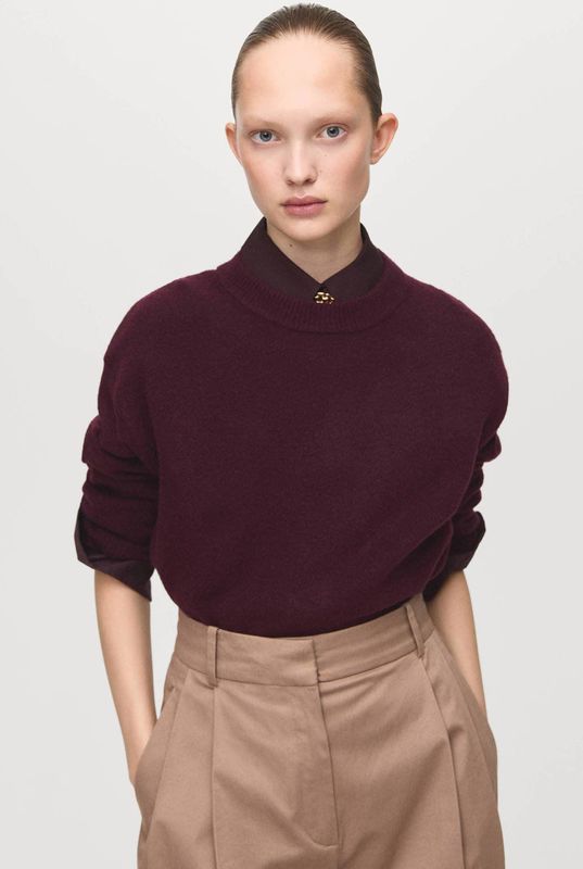 Mango gebreide trui donkerrood