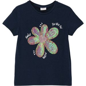 s.Oliver T-shirt met printopdruk en pailletten zwart