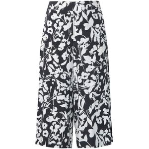 Mat Fashion cropped high waist wide leg culotte met all over print zwart/wit