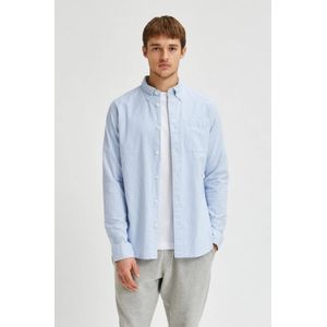 SELECTED HOMME gestreept regular fit overhemd SLHREGRICK-OX met katoen lichtblauw/wit