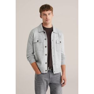 WE Fashion slim fit vest van wolmix grijs