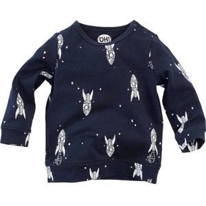 Z8 baby longsleeve Wubbo met all over print donkerblauw/wit