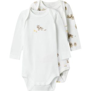 NAME IT BABY romper - set van 2 met printopdruk wit