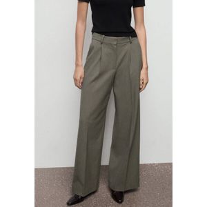 Mango wide leg regular waist broek grijs