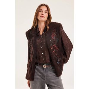 Didi teddy gebloemde gilet donkerbruin