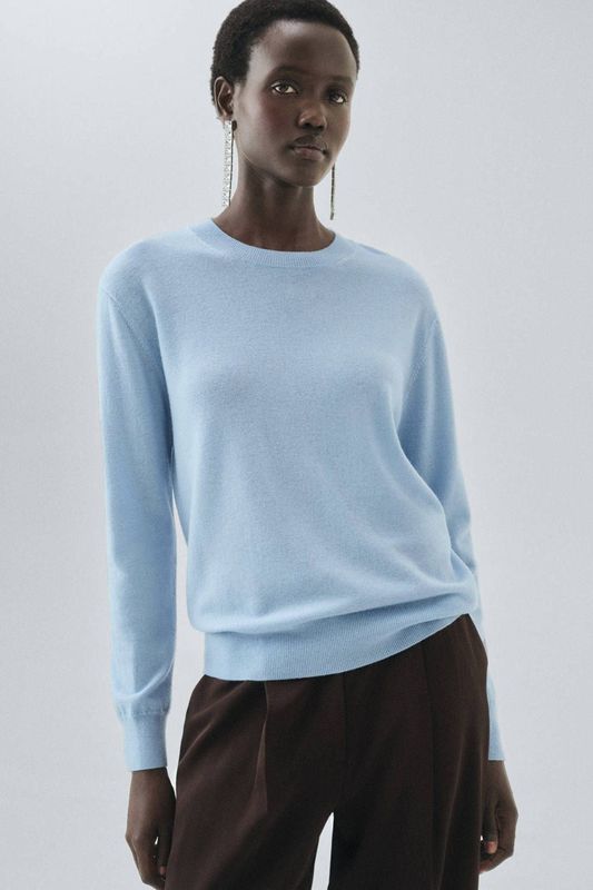 MANGO - SERRANO - Trui - Lichtblauw - Knitwear - Lange Mouw