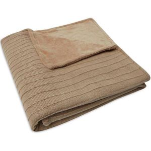 Jollein gebreide baby ledikantdeken Velvet Pure Knit Biscuit 100x150 cm GOTS