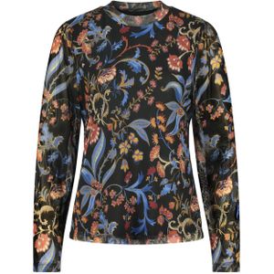 Tramontana top met all over print zwart/blauw/rood