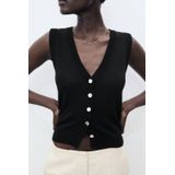 Mango gilet zwart fijn gebreid