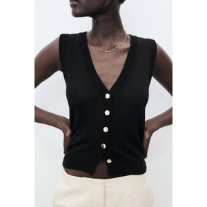 Mango gilet zwart fijn gebreid
