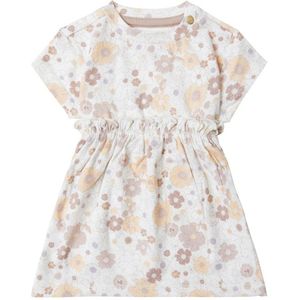 Noppies baby jurk met all over print en ruches beige/wit